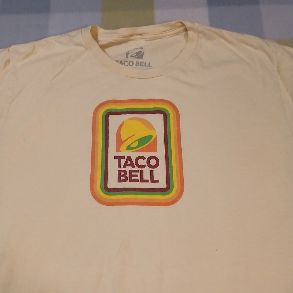 Taco Bell Logo Graphic T-Shirt Sz Large Adult Ripple Junction Pale Yellow Retro